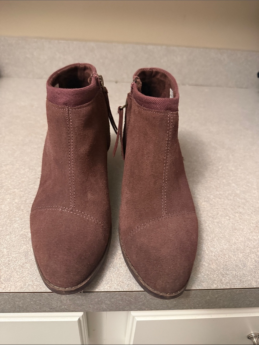 Toms Women's Suede Ankle Booties in Burgundy